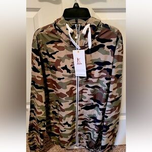 Unisex Denim & Flower Camo Hooded jacket by Ricky Singh